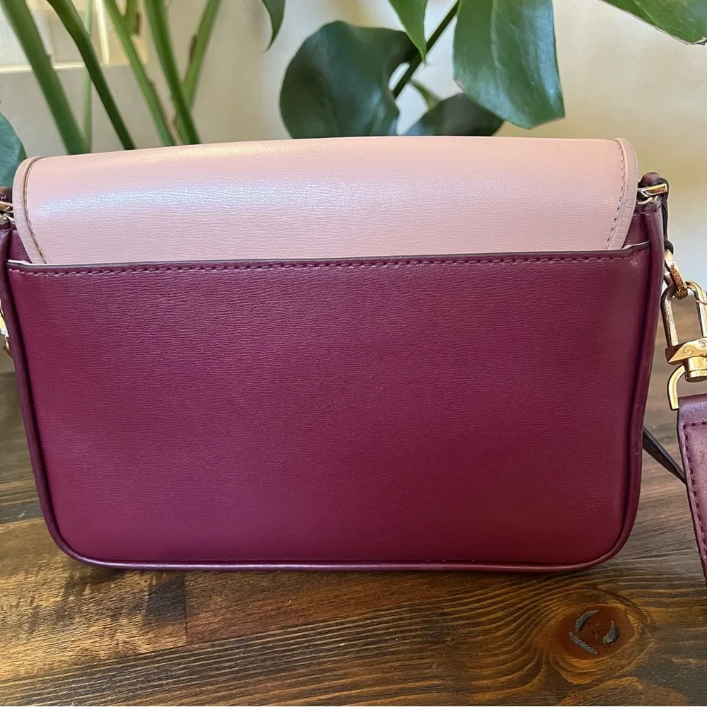 Michael Kors Bradshaw Boxy Flap Messenger Crossbody In Berry $368